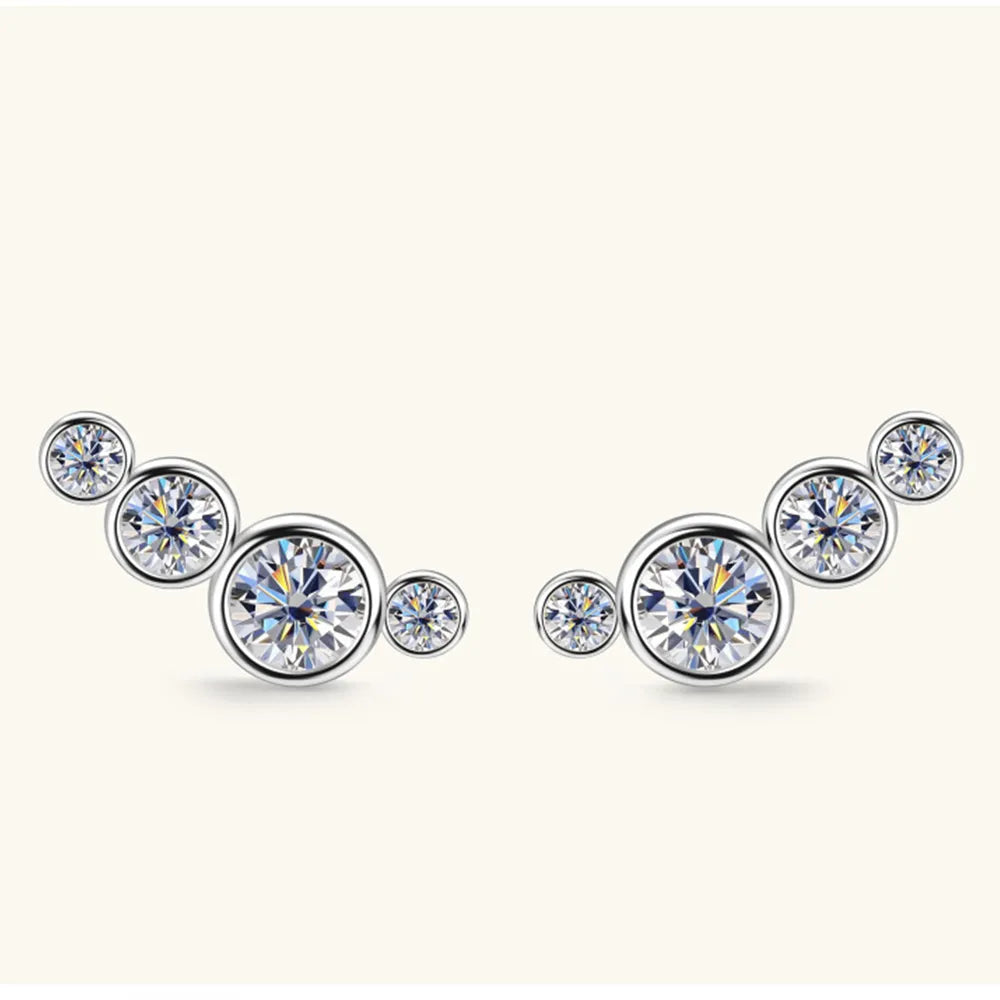 Moissanite 925 Sterling Silver Stud Earrings - Fashion Jewelry by Chic Yana's Fashion