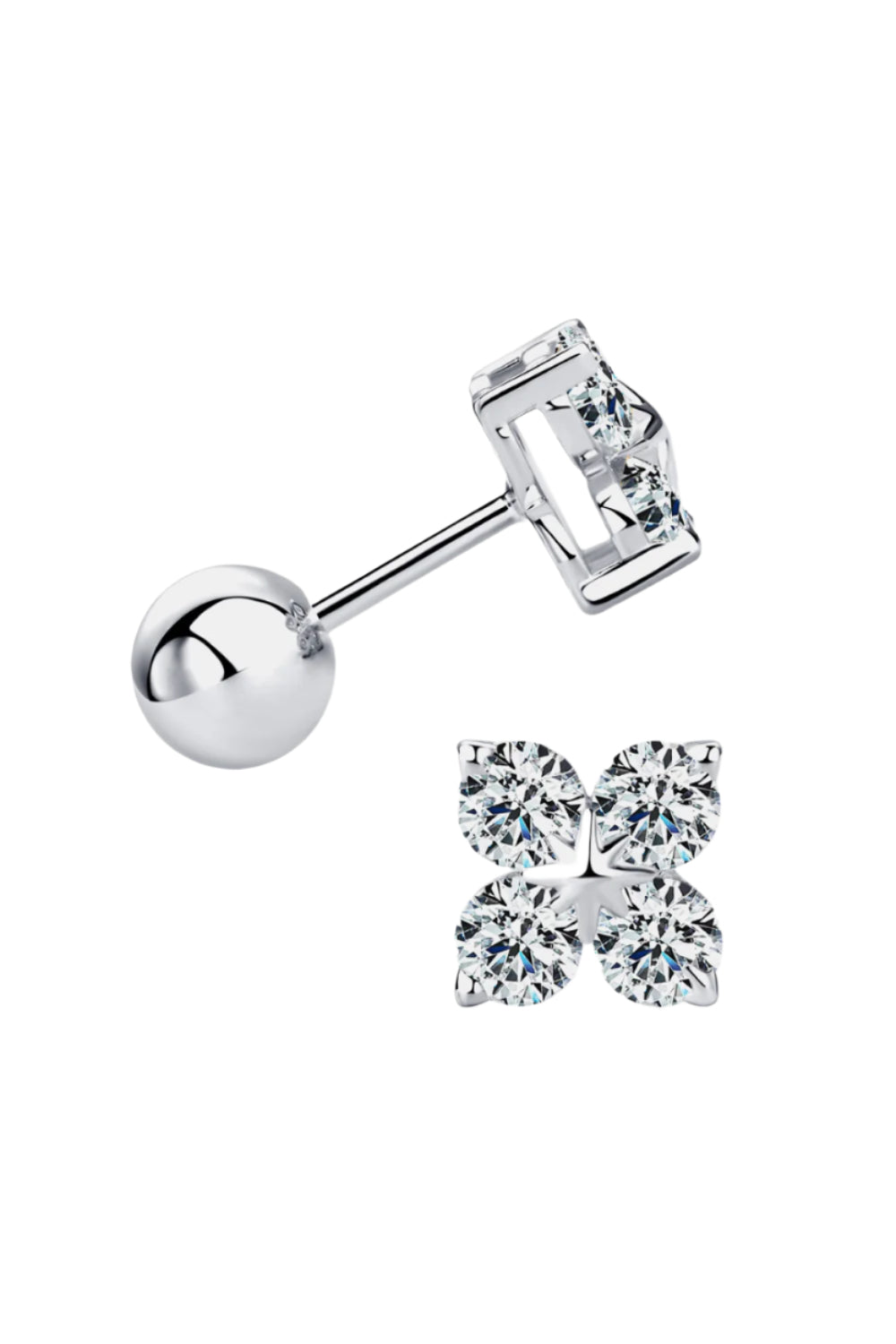 Moissanite 925 Sterling Silver Four-Leaf Clover Shape Earrings - Fashion Jewelry by Chic Yana's Fashion
