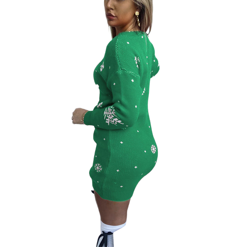 Chic Yana Fashion Festive Elk Knit Dress