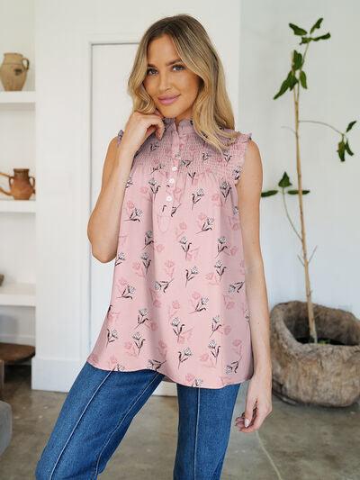 Fam Fam Frill Printed Mock Neck Top 1 - Chic Yana's Fashion