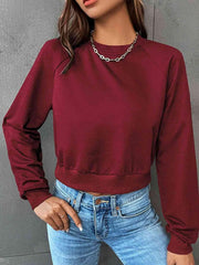 Perfee Raglan Sleeve Round Neck Cropped Sweatshirt - Chic Yana's Fashion