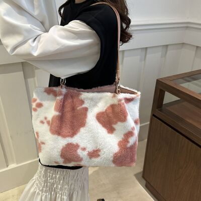 Cow Print Furry Tote Bag - Chic Yana's Fashion