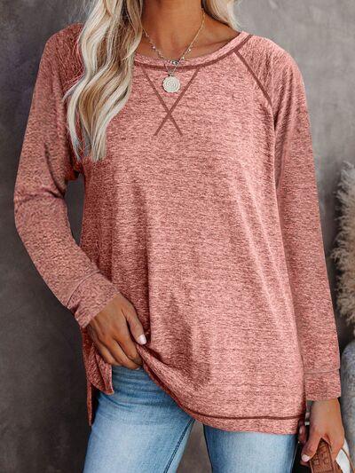 Round Neck Long Sleeve T Shirt - Chic Yana's Fashion