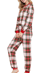 Plaid Round Neck Top and Pants Set - Shop Now at Chic Yana's Fashion