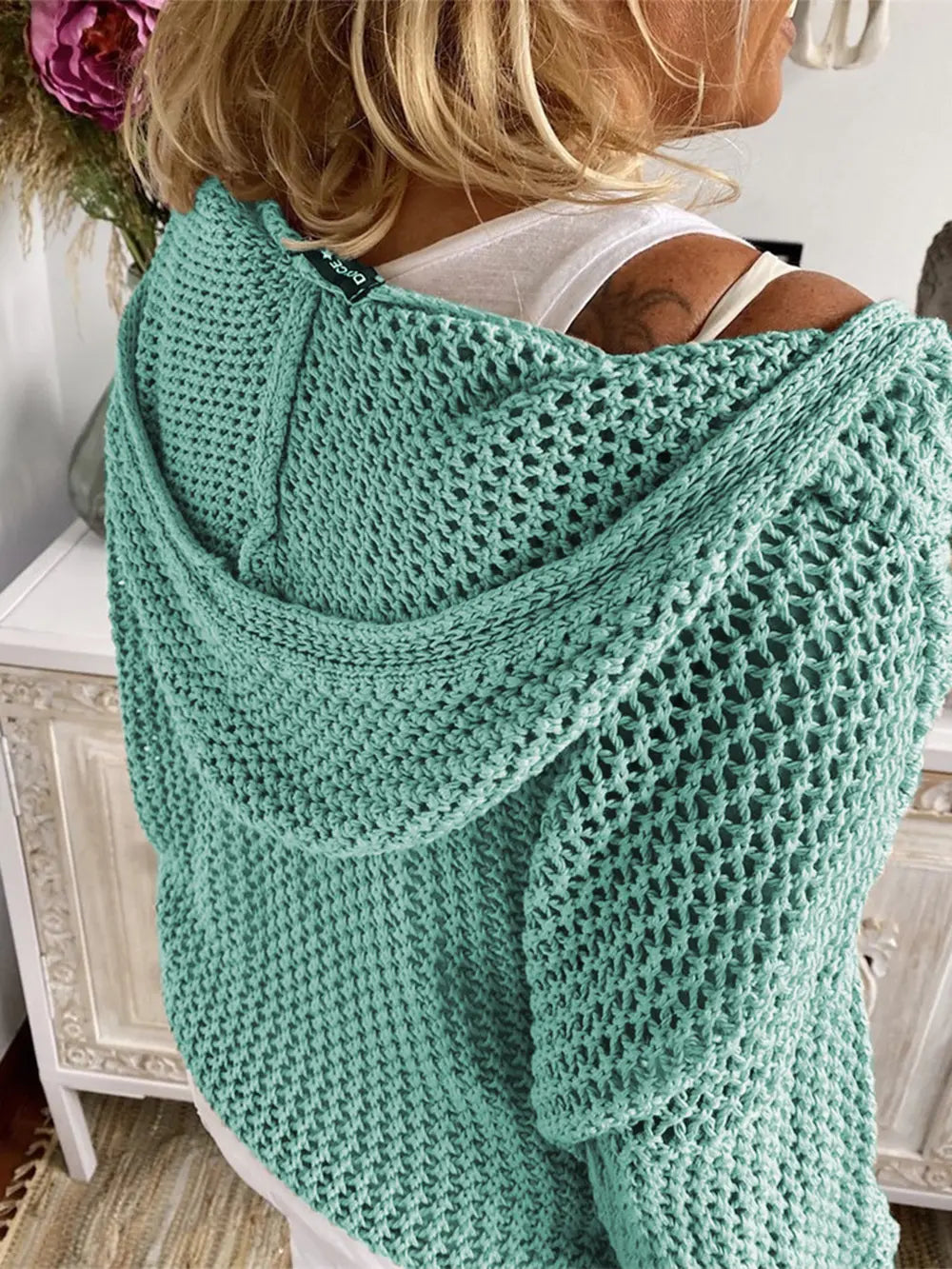 Openwork Hooded Long Sleeve Sweater – stylish women's fashion from Chic Yana's Fashion