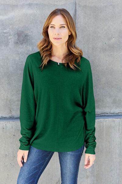 Double Take Full Size Round Neck Long Sleeve T Shirt - Chic Yana's Fashion