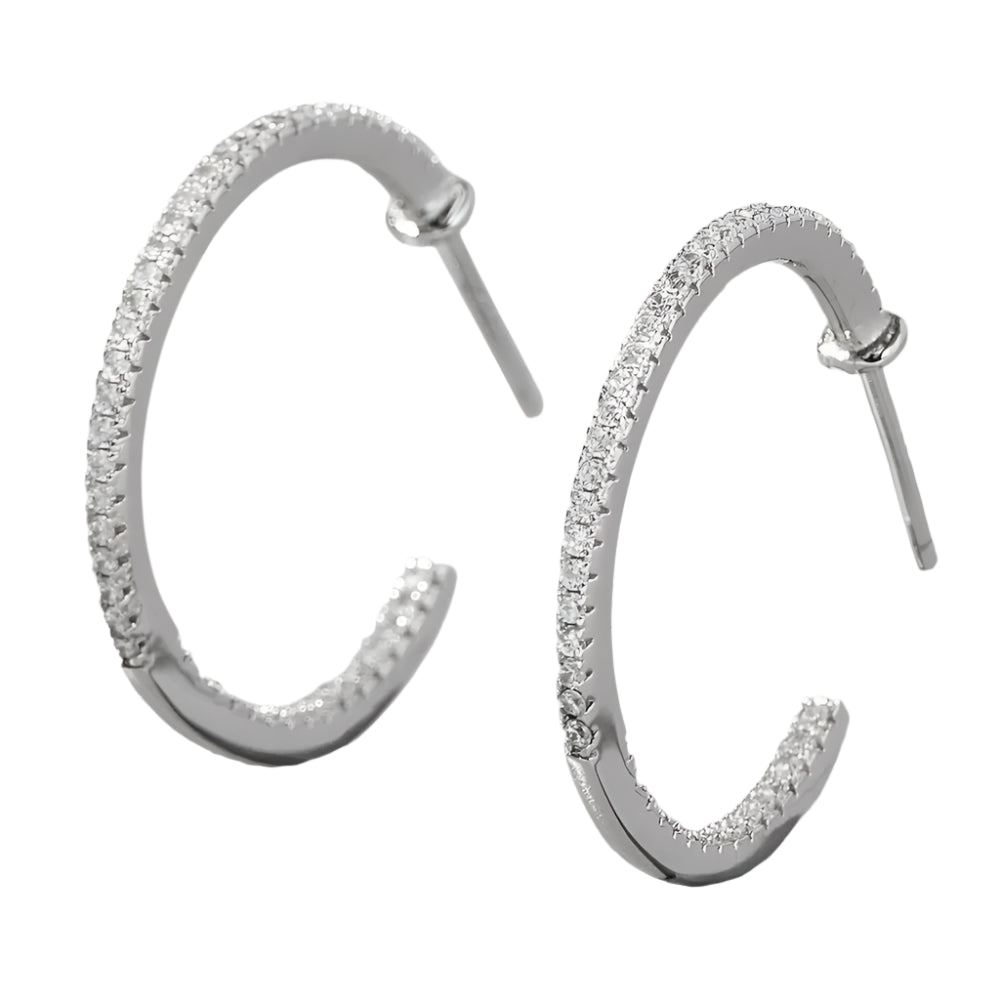 Zircon 925 Sterling Silver C-Hoop Earrings - Fashion Jewelry by Chic Yana's Fashion