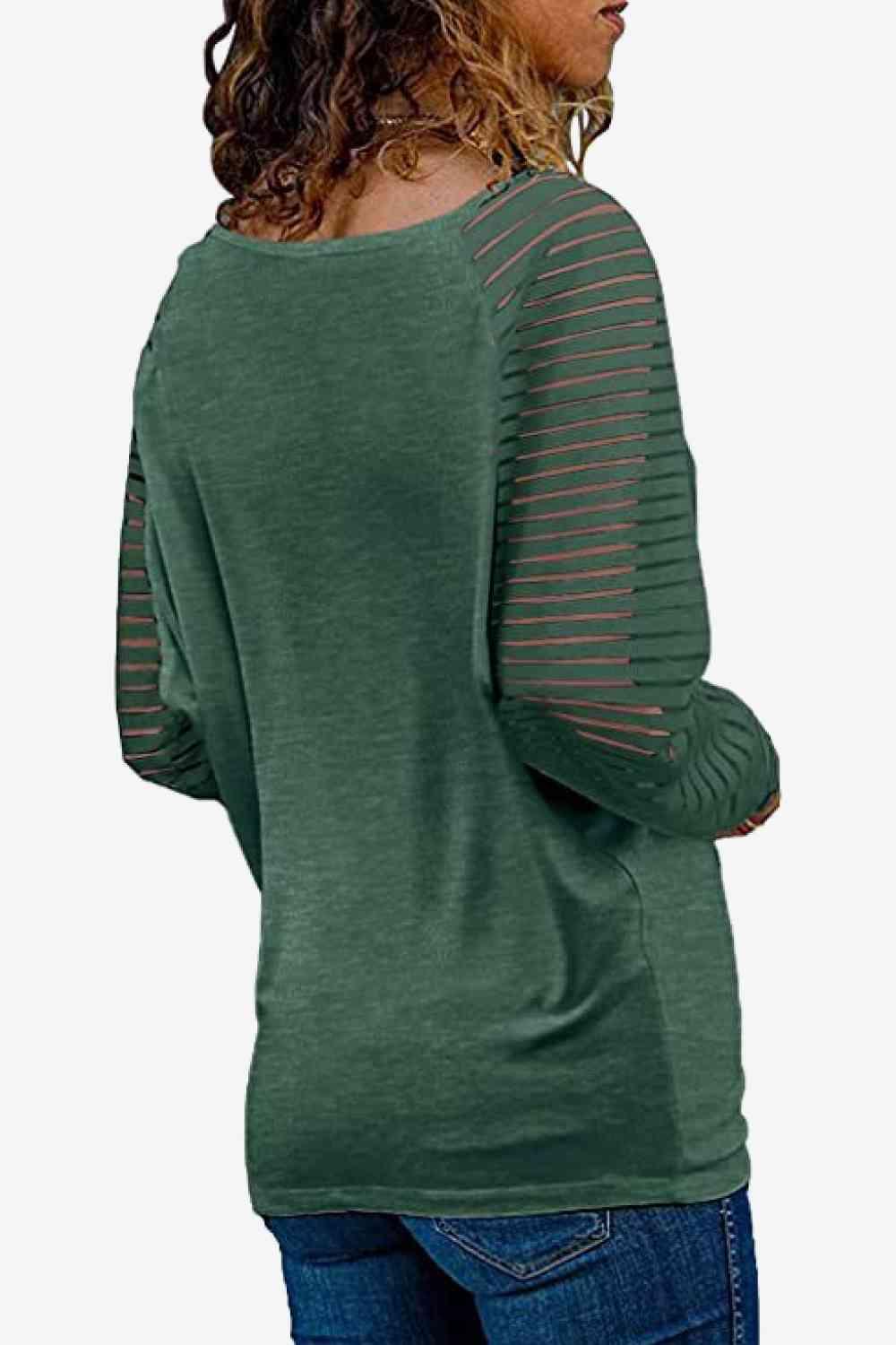 V Neck Long Raglan Sleeve Top - Chic Yana's Fashion