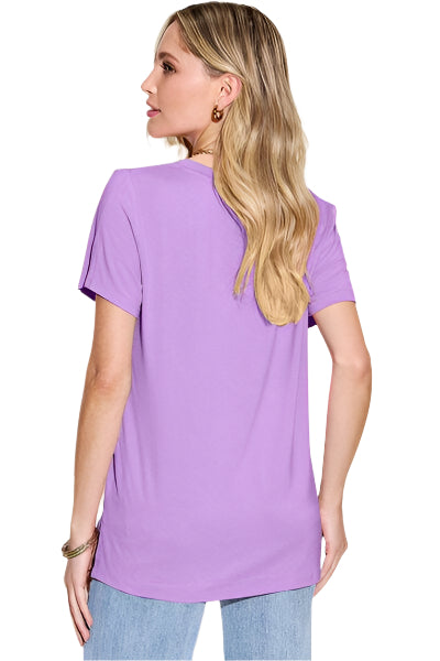 Basic Bae Bamboo Full Size V Neck High Low T Shirt - Chic Yana's Fashion
