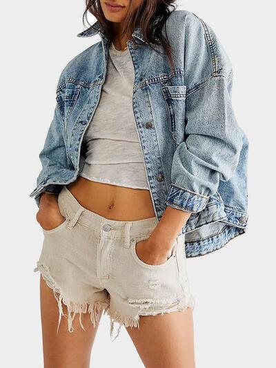 Button Up Long Sleeve Denim Jacket 1 - Chic Yana's Fashion