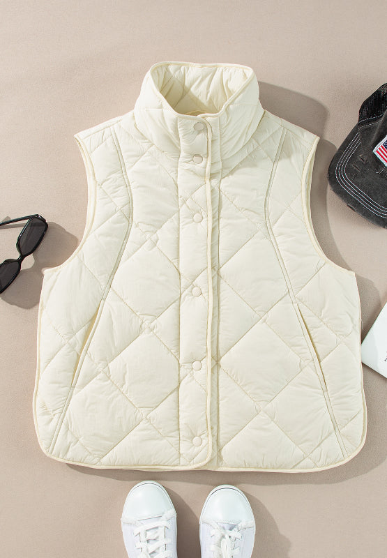 Snap Down Texture Vest Coat with Pockets - Chic Yana’s Fashion