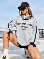 Letter Round Neck Long Sleeve Sweatshirt - Chic Yana's Fashion