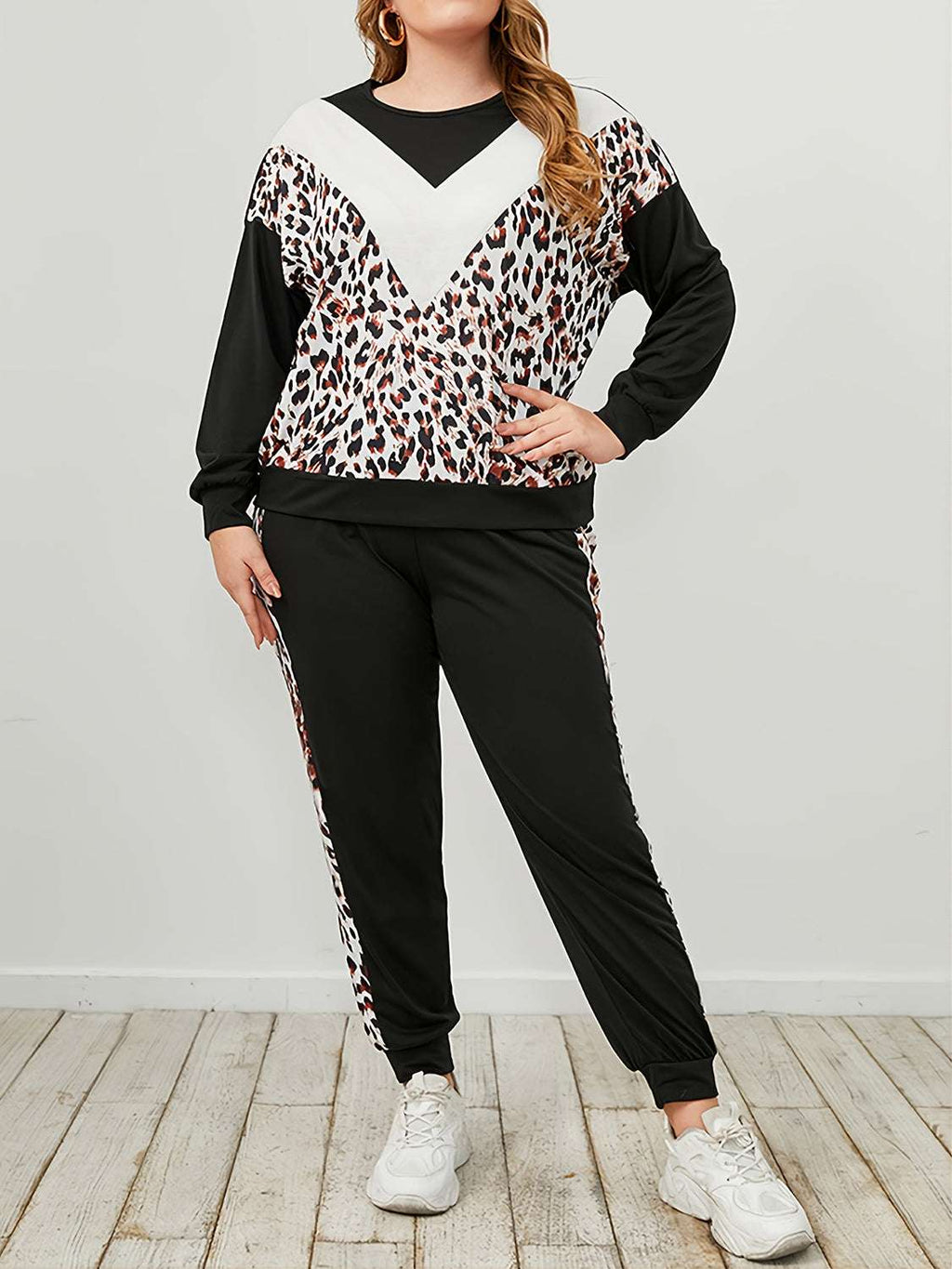 Plus Size Leopard Sweatshirt and Sweatpants Set – Chic Yana’s Fashion
