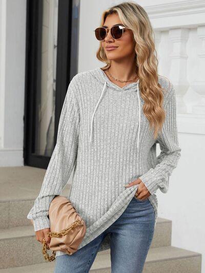 Drawstring Long Sleeve Hoodie - Chic Yana's Fashion