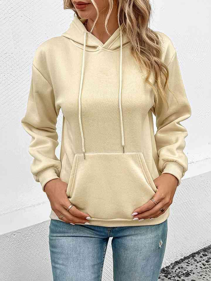 Perfee Long Sleeve Front Pocket Hoodie - Chic Yana's Fashion