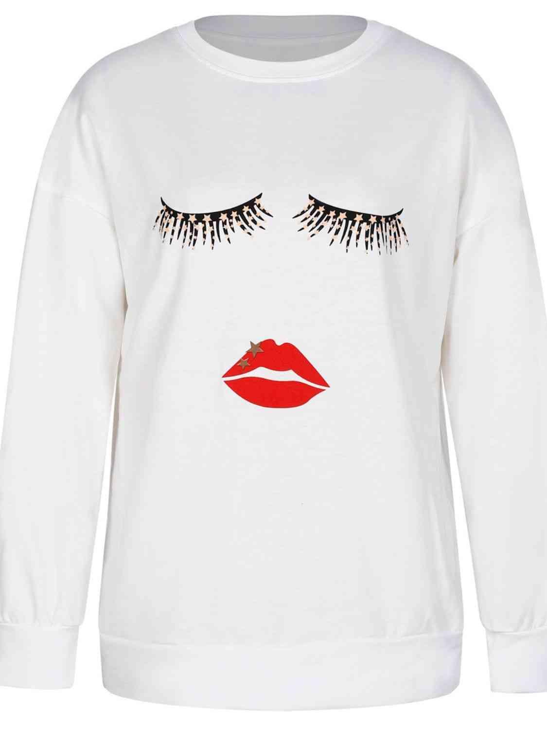 Graphic Dropped Shoulder Round Neck Sweatshirt - Chic Yana's Fashion