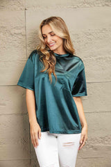 Round Neck Dropped Shoulder Top - Chic Yana's Fashion