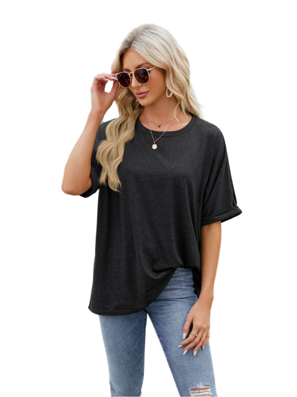 Florira Round Neck Half Sleeve T-Shirt - High-Quality Fashion | Chic Yana