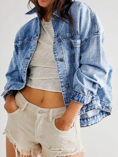 Pocketed Button Up Denim Jacket - Chic Yana's Fashion