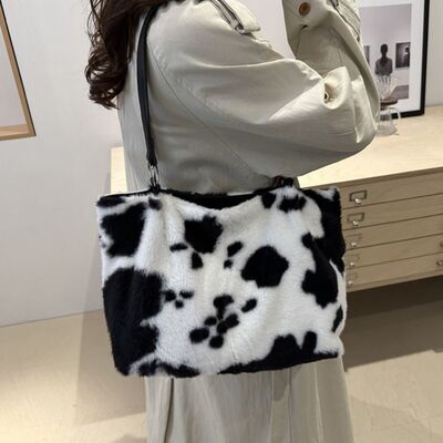 Cow Print Furry Tote Bag - Chic Yana's Fashion