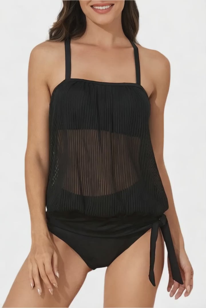 Square Neck Spaghetti Strap Tankini Set