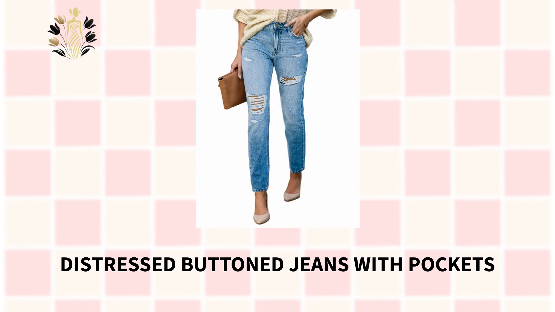 Distressed Buttoned Jeans with Pockets by@Outfy